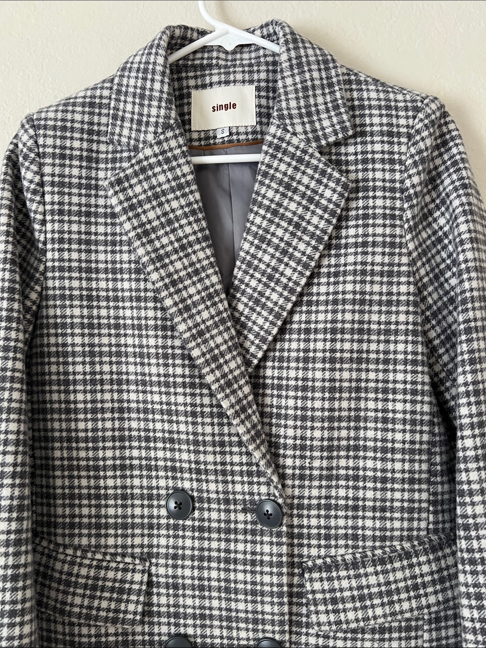 Like New! SINGLE Double-Breasted Blazer Cotton Blend Blk/Wht Size S - Picture 2 of 11